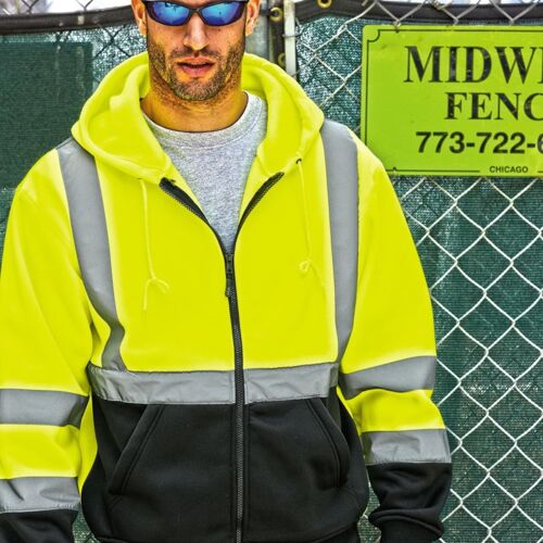 Hi-Vis Full-Zip Hooded Sweatshirt Thumbnail